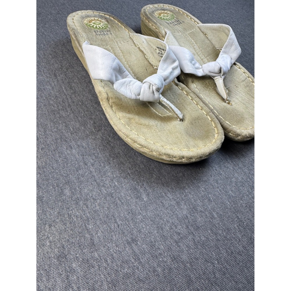 Earth Shoes Gelron 2000G Thong Sandals White Knot Leather‎ Upper EUR 38 US 7 - Picture 2 of 9